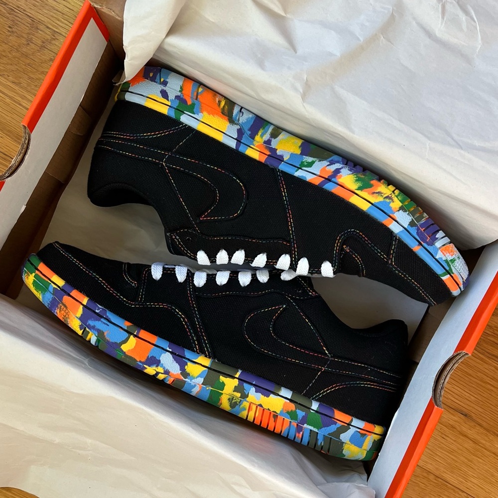 NIB Nike Court Force Low Black Denim Tart Multicolor Sole 313561-002